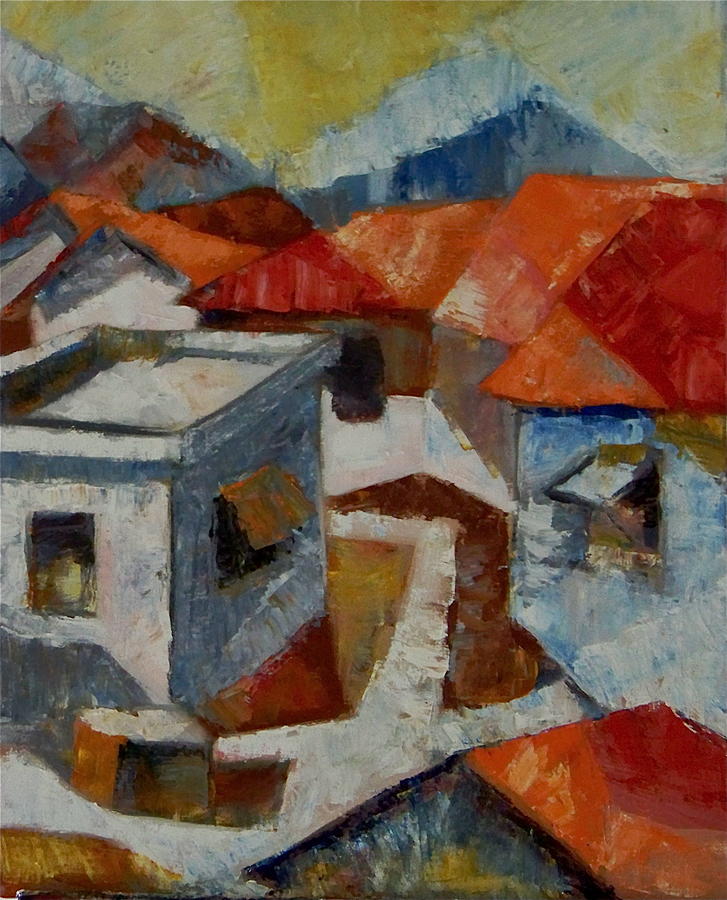 Cubist Painting - El barrio by Pedro Brull