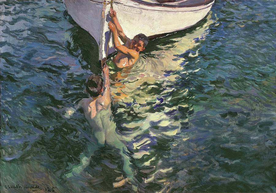 El Bote Blanco Painting by Joaquin Sorolla