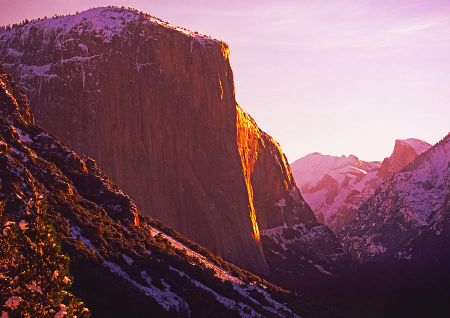 El Capitan and Half Dome, Yosemite N.P. Photograph by Gary Corbett