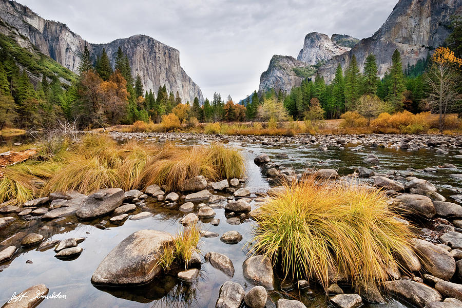 El Capitan and the Merced River in the Fall Photograph by Jeff Goulden