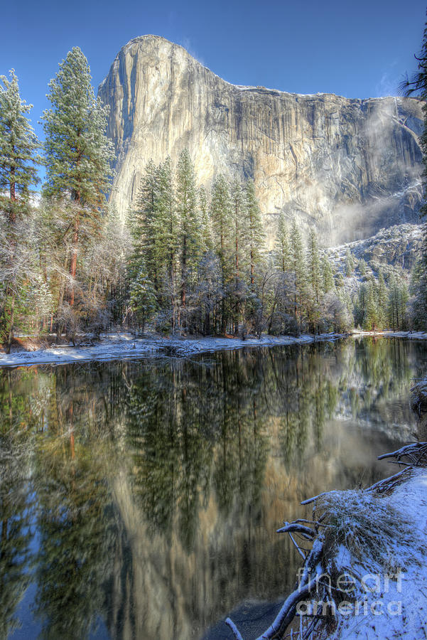 Yosemite National Park Photograph - El Capitan From Cathedral Beach Winter Yosemite National Park by Wayne Moran