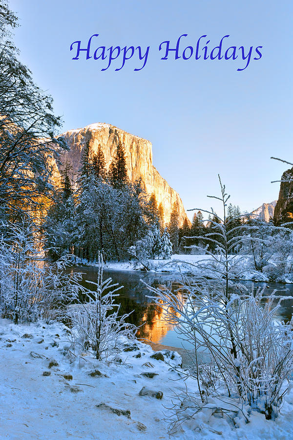 Yosemite National Park Photograph - El Capitan - Happy Holidays by Her Arts Desire