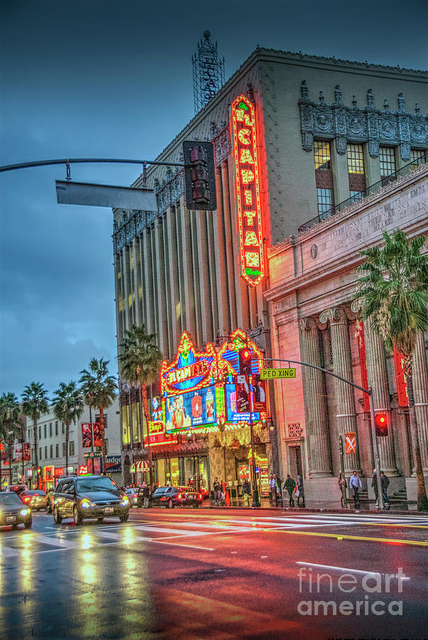 El Capitan Theater Hollywood  CA Hollywood Blvd Night  Photograph by David Zanzinger