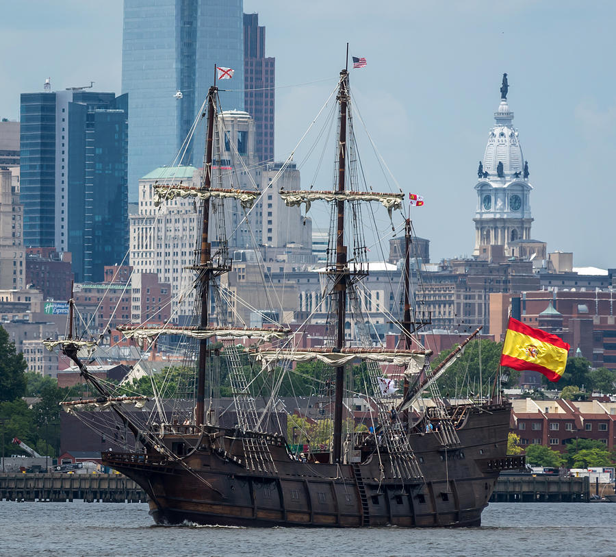 El Galeon Andalucia Close Up Philly Skyline Photograph by Terry DeLuco