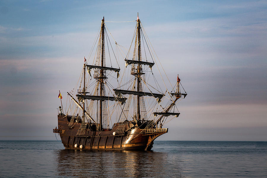 Boat Photograph - El Galeon Andalucia Tall Ship by Dale Kincaid