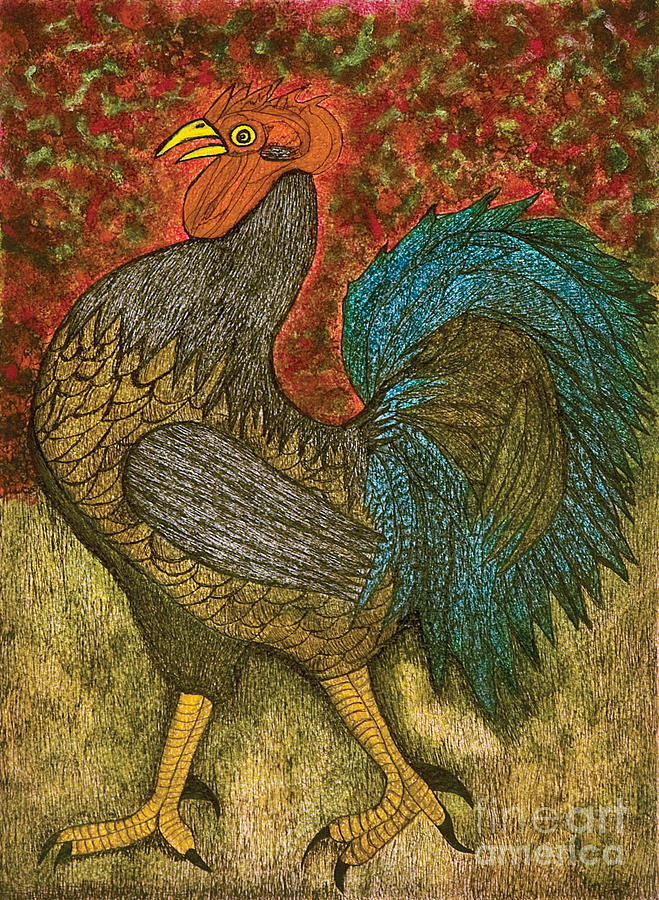 Rooster Feathers Mixed Media by Chary Castro-Marin - Pixels