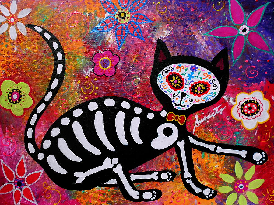 El Gato 2 Day Of The Dead Painting by Pristine Cartera Turkus