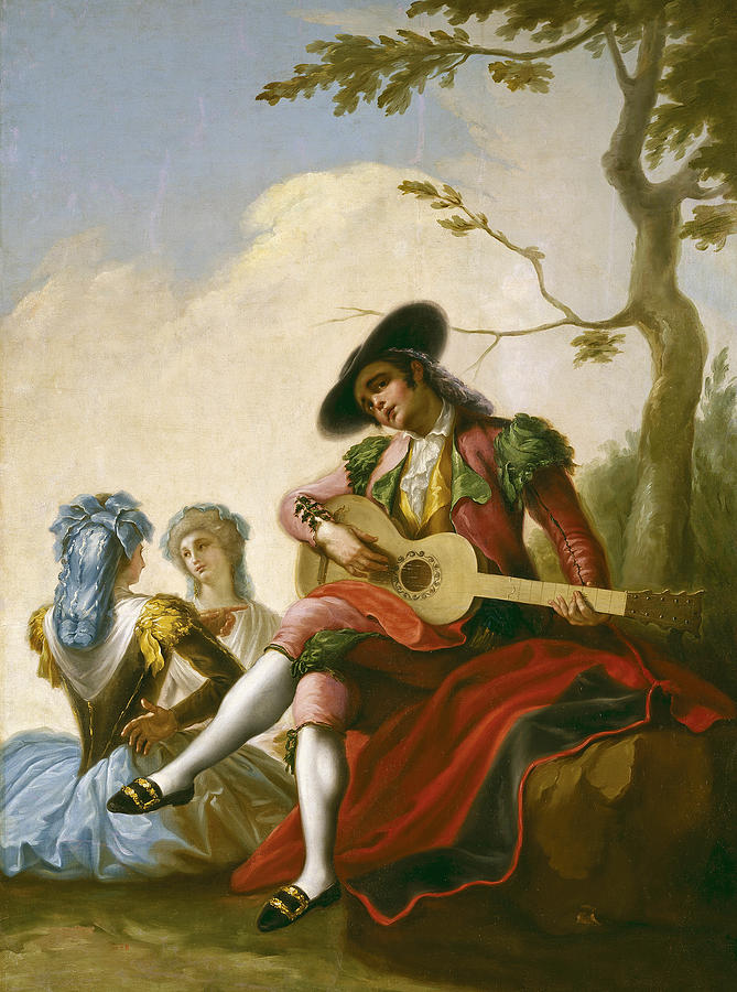 El majo de la guitarra Painting by Ramon Bayeu