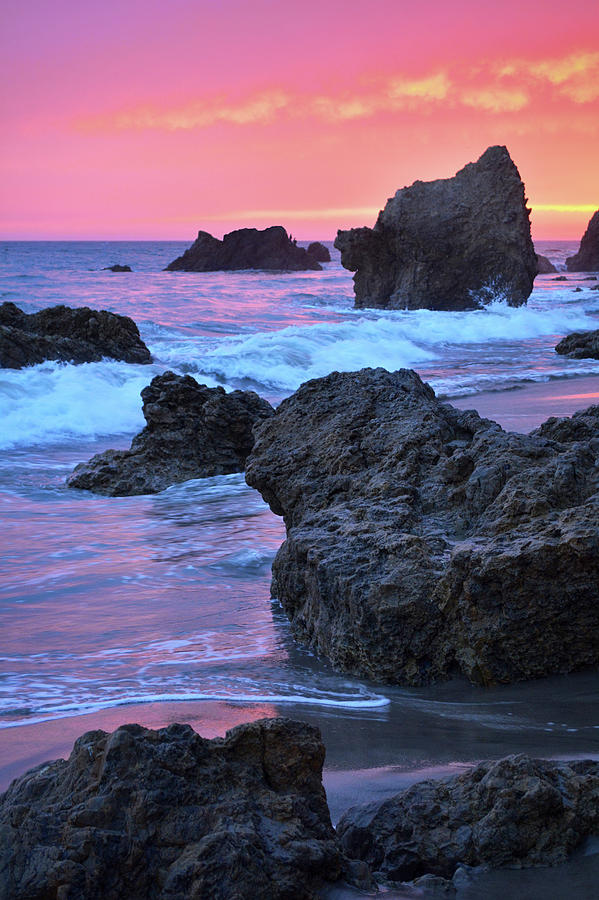 El Matador Beach Sunset Portrait Photograph by Kyle Hanson