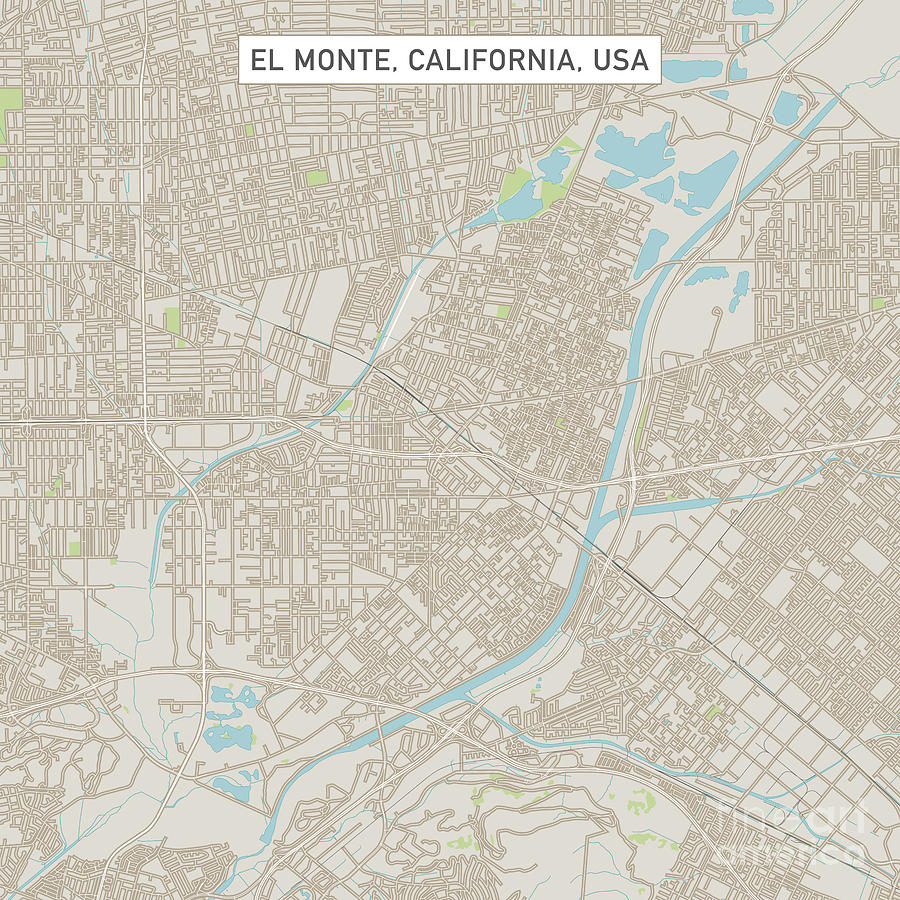 City Digital Art - El Monte California US City Street Map by Frank Ramspott