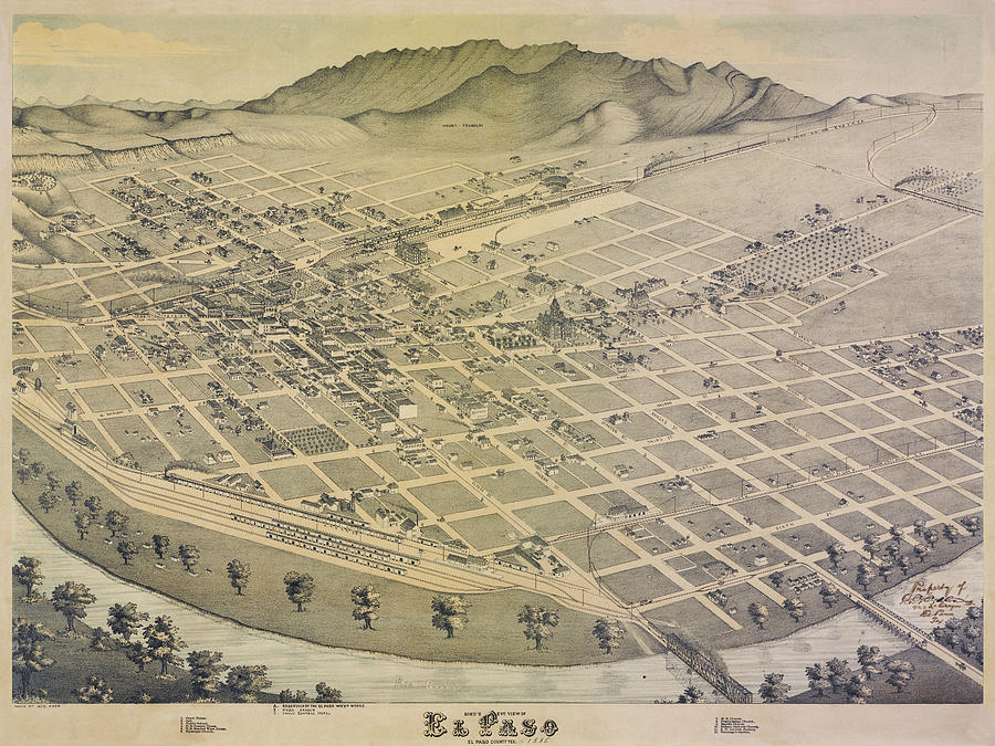 El Paso 1886 by Augustus Koch Digital Art by Texas Map Store