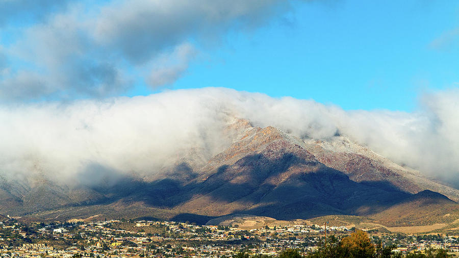 El Paso Franklin Mountains and Low Clouds Photograph by SR Green
