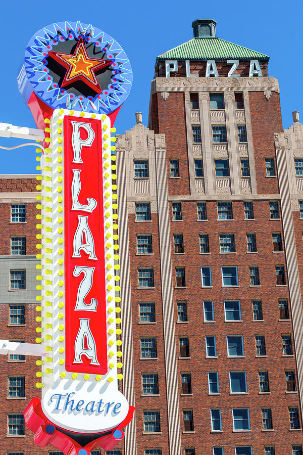 El Paso Plaza Hotel and Plaza Theatre Sign Photograph by SR Green
