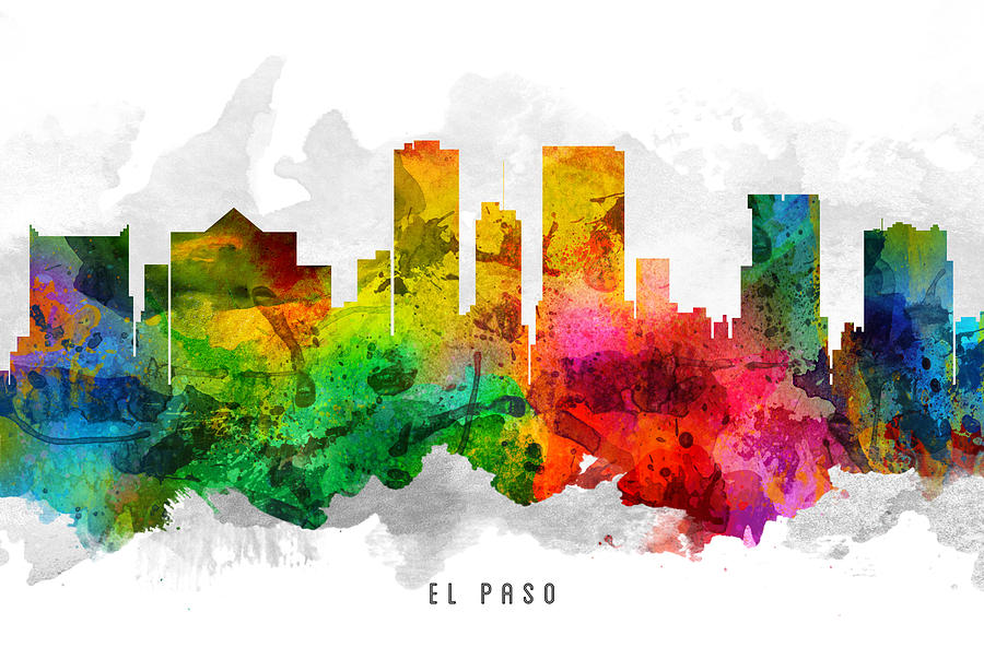 El Paso Painting - El Paso Texas Cityscape 12 by Aged Pixel