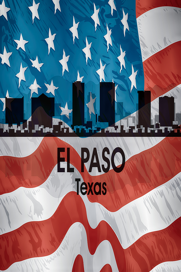 El Paso Digital Art - El Paso TX American Flag Vertical by Angelina Tamez