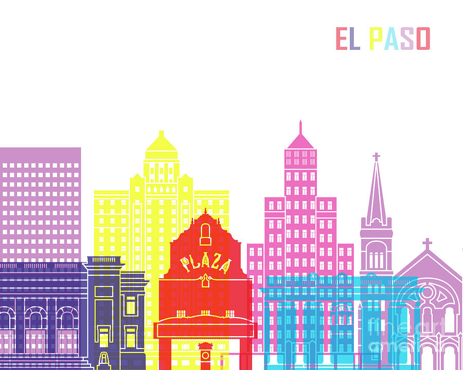 El Paso Painting - El Paso_V2 skyline pop by Pablo Romero