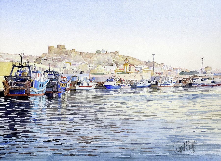 El Puerto Pesquero de Almeria Painting by Margaret Merry