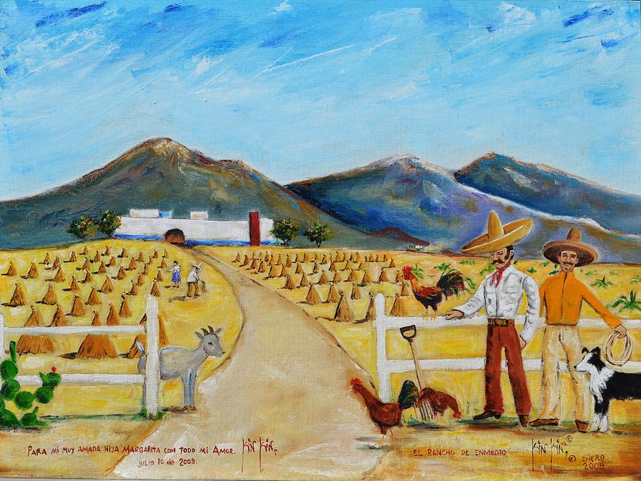 Dog Painting - El Rancho de Enmedio by Juan Manuel Rocha Espinosa