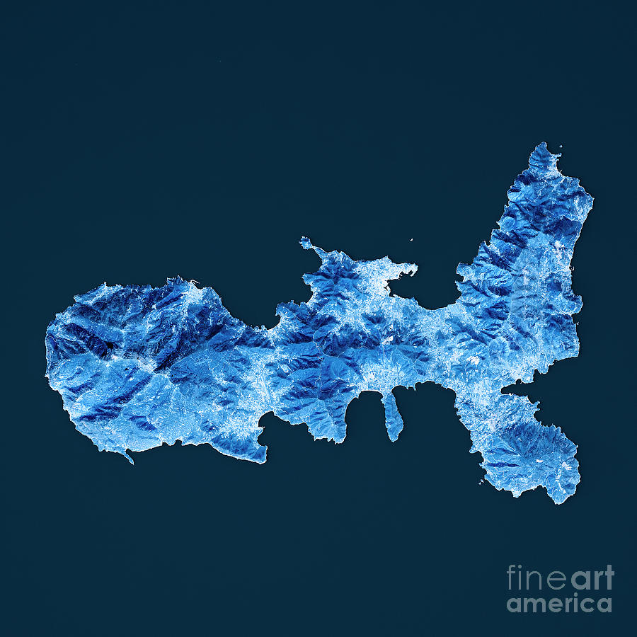 Map Digital Art - Elba Island Topographic Map Blue Color Top View by Frank Ramspott