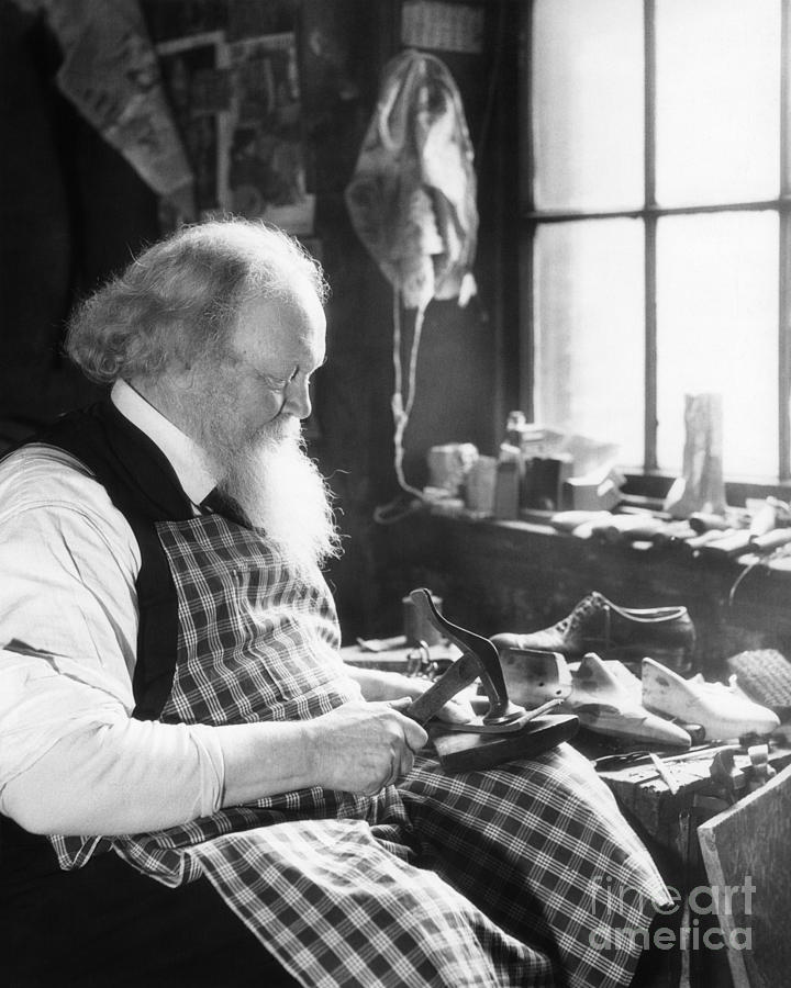 Elderly Cobbler At Work, C.1920-30s Photograph by H. Armstrong Roberts/ClassicStock