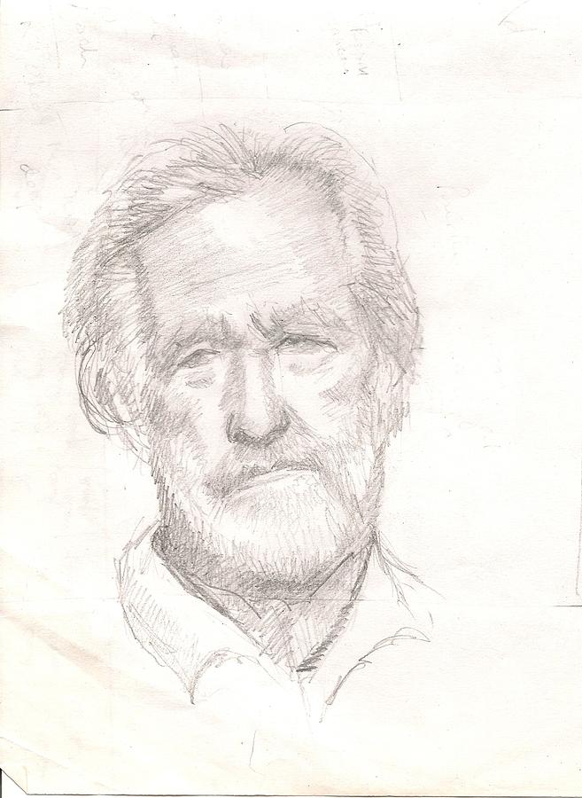 Elderly man Drawing by Asha Sudhaker Shenoy