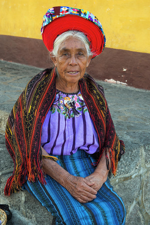 Elderly Woman Wearing Red Hat, Santiago de Atitlan Photograph by Judith Barath