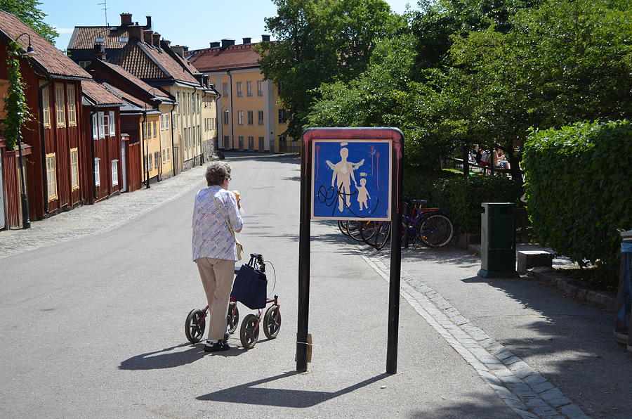 Elderly Woman in Stockholm Photograph by Erik Burg
