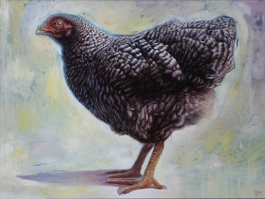 Chicken Painting - Eleanor 2 Teenage Dominique Chick by Hans Droog