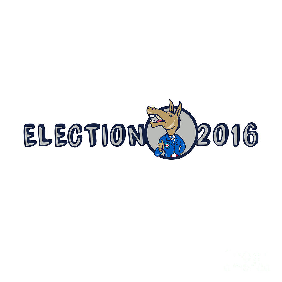 Donkey Digital Art - Election 2016 Democrat Donkey Mascot Cartoon by Aloysius Patrimonio