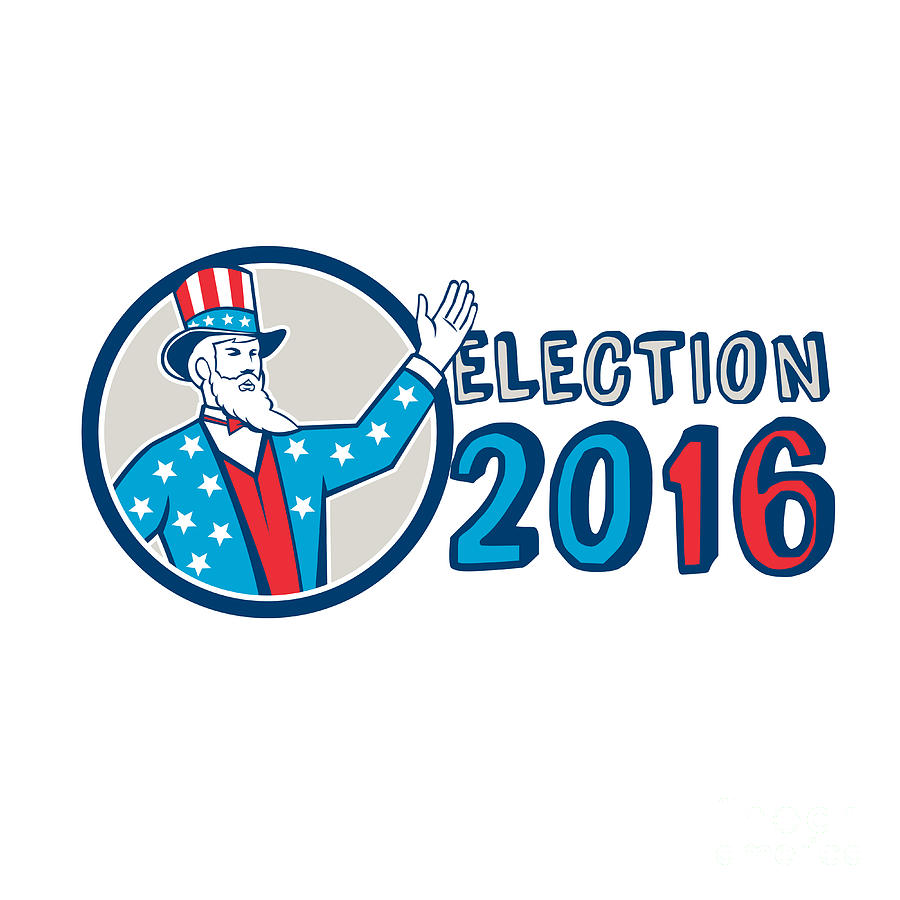 Hat Digital Art - Election 2016 Uncle Sam Hand Up Circle Retro by Aloysius Patrimonio