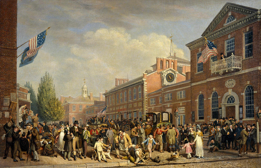 Election Day in Philadelphia Painting by John Lewis Krimmel