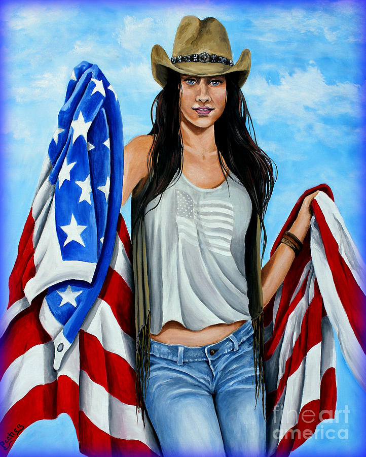 Election Day cowgirl Painting by Pechez Sepehri