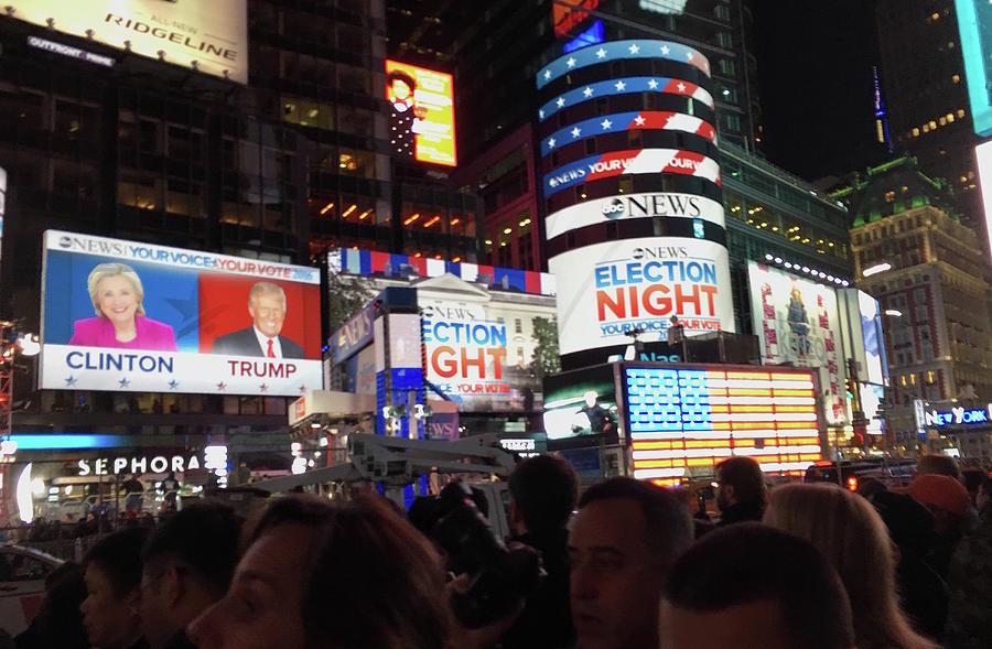 Election Night in Times Square 2016 Photograph by Melinda Saminski