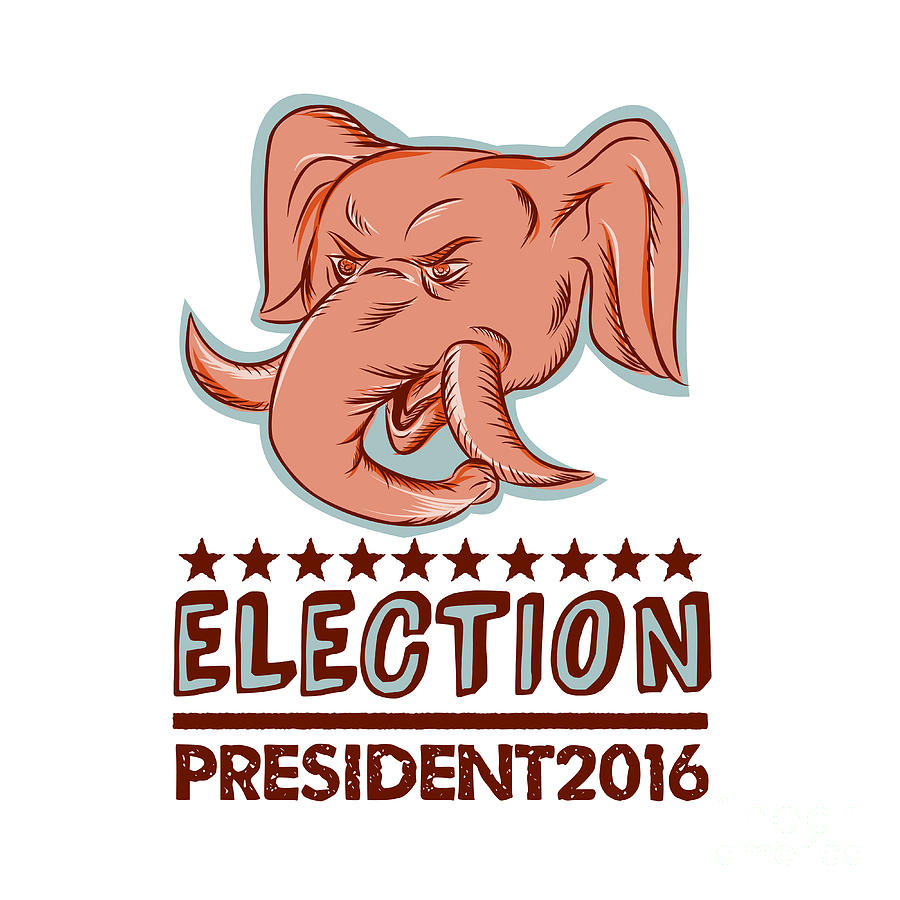 Vintage Digital Art - Election President 2016 Republican Elephant Mascot by Aloysius Patrimonio