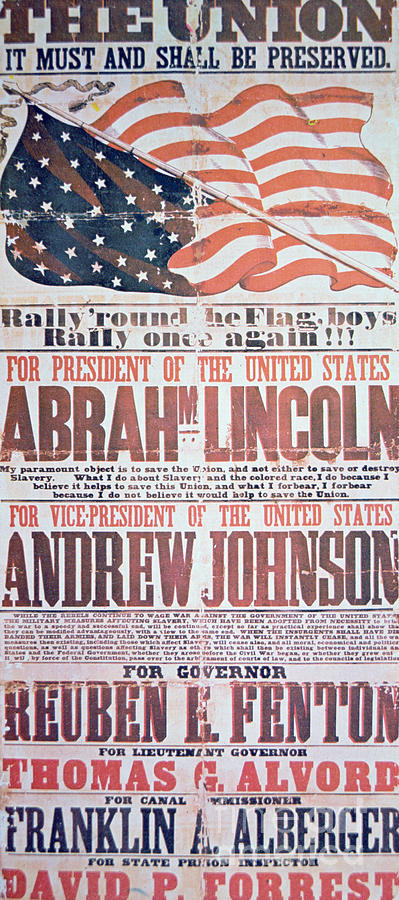 Flag Drawing - Electoral campaign poster for Abraham Lincoln, 1864 by American School