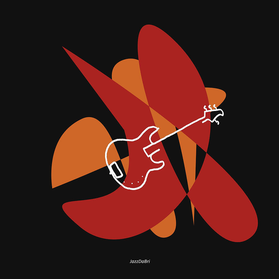 Electric Bass in Orange Red Digital Art by David Bridburg