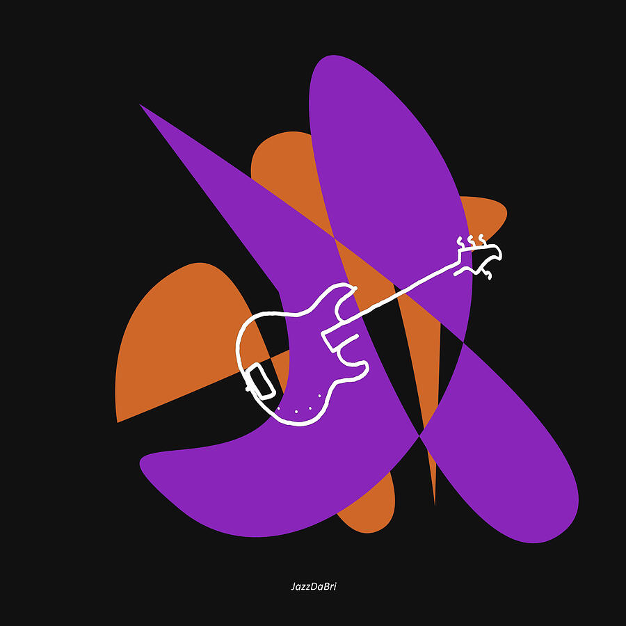 Jazz Digital Art - Electric Bass in Purple by David Bridburg