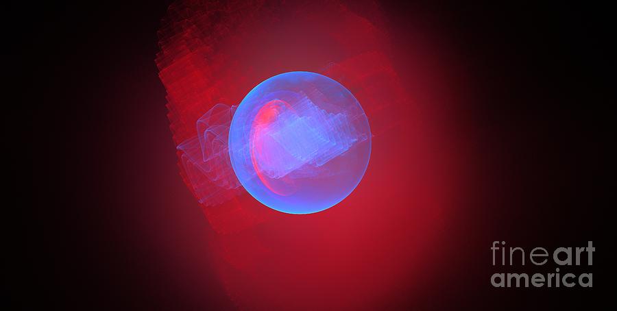 Abstract Digital Art - Electric Blue Sphere by Kim Sy Ok