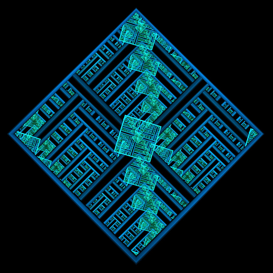 Electric blue squares Digital Art by Rick Chapman