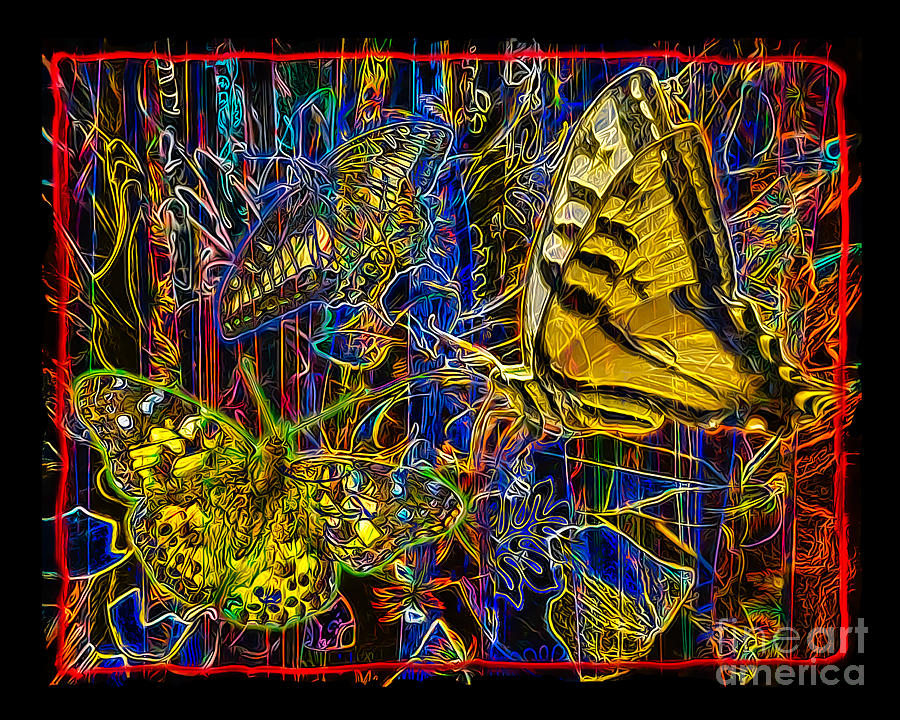 Butterfly Digital Art - Electric Butterflies by Chuck Brittenham Butterfly Digital Art - Electric Butterflies by Chuck Brittenham