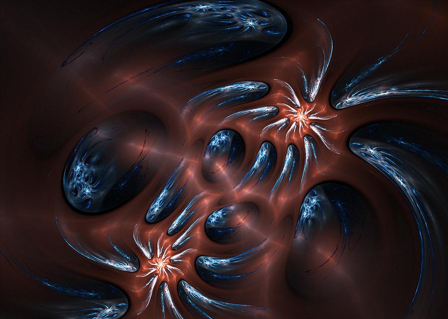 Abstract Digital Art - Electric Crabs by David Lane