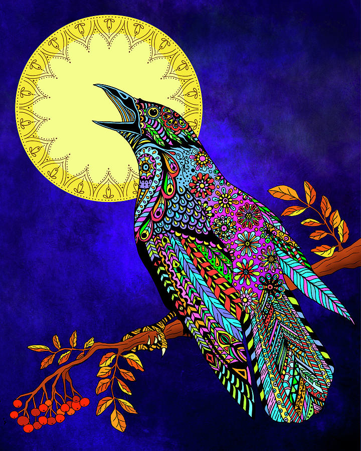 Crow Drawing - Electric Crow by Tammy Wetzel