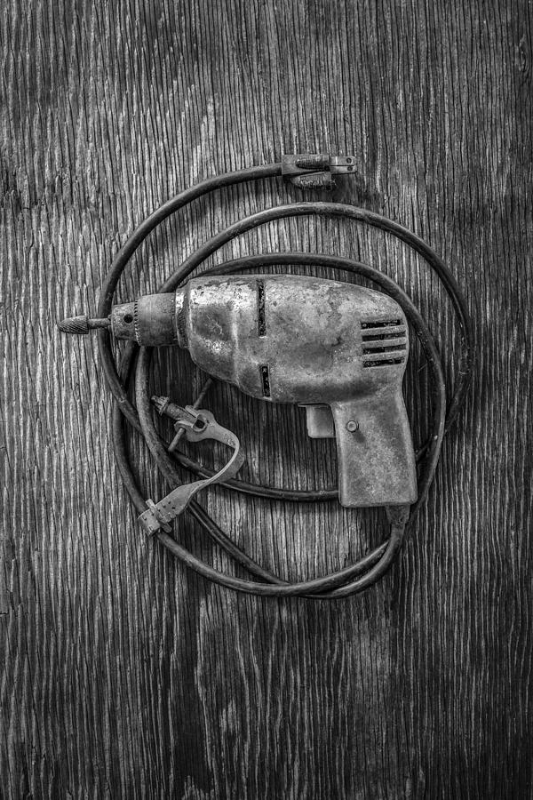 Black And White Photograph - Electric Drill Motor by YoPedro