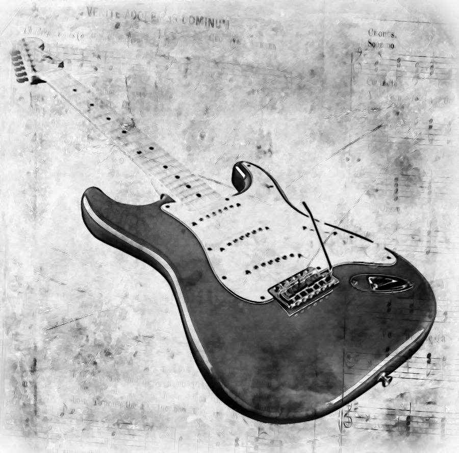 Electric Guitar And Musical Notes Photograph
