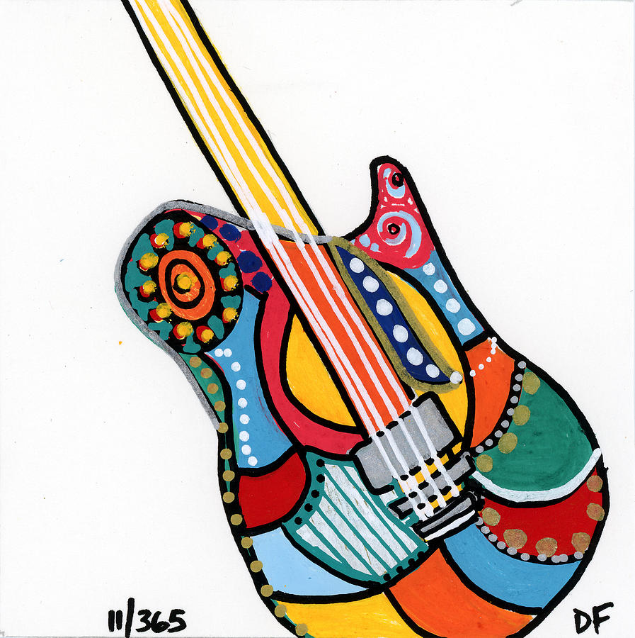 Electric Guitar Mixed Media by Dora Ficher