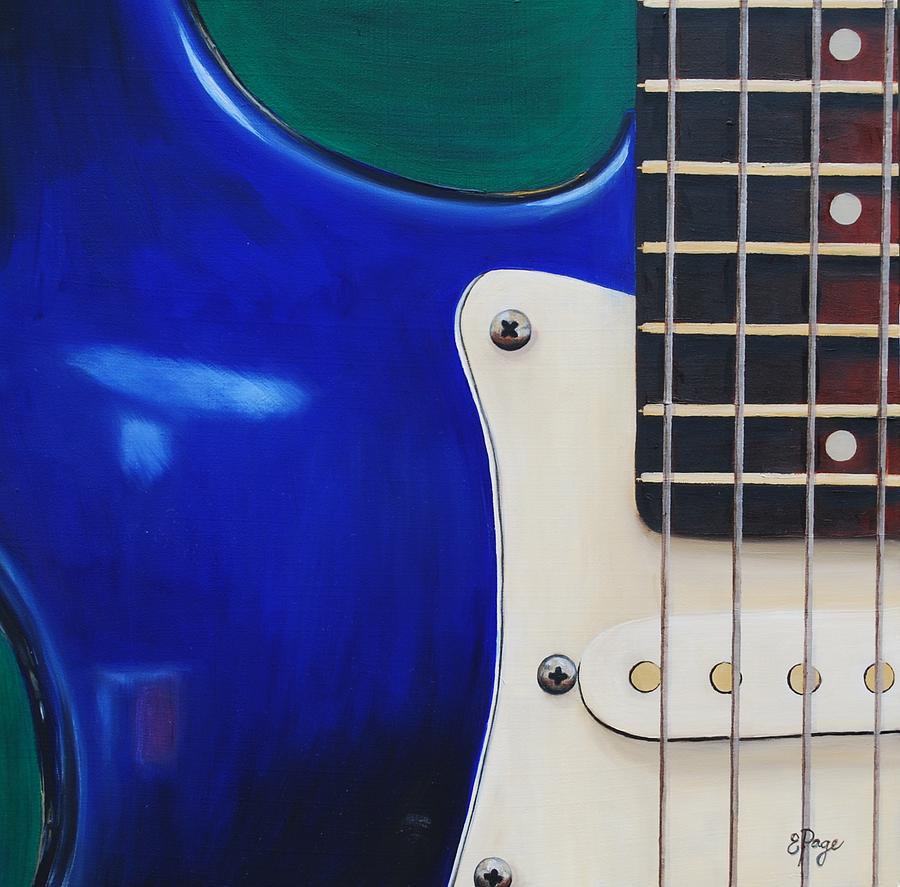 Electric Guitar in Blue Painting by Emily Page