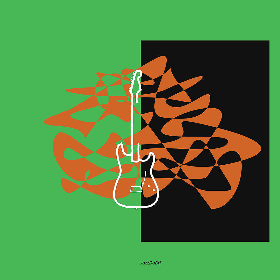 Jazz Digital Art - Electric Guitar in Green by David Bridburg