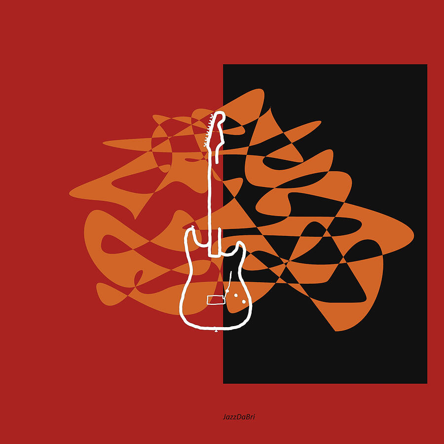 Electric Guitar in Orange Red Digital Art by David Bridburg