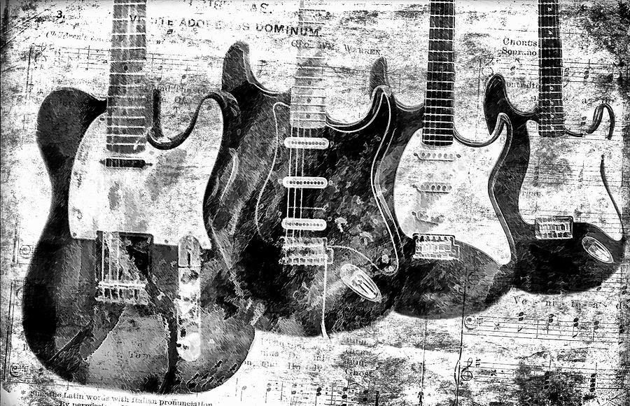 Electric Guitars Black and White Photograph by Athena Mckinzie