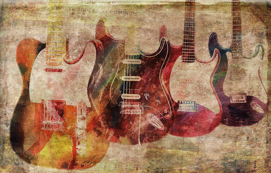 Electric Guitars Textured Photograph by Athena Mckinzie